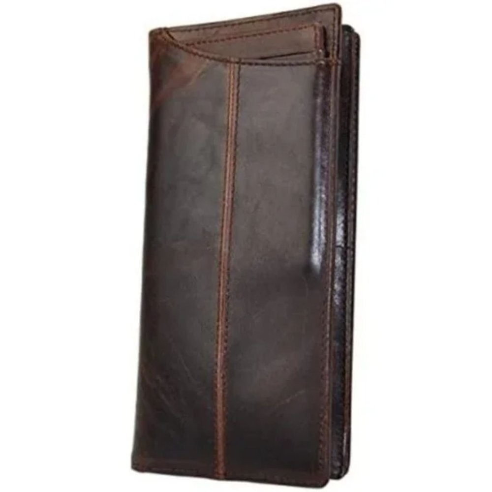 NEW MENS Real Leather Zipper Long Wallet Coffee